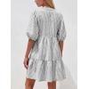 image:imageBTFBM Women Summer Dresses 2026 Striped Mini Dress Half Sleeve Button Down Tiered Flowy Beach Vacation Outfits PocketsBlack