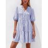 image:imageBTFBM Women Summer Dresses 2026 Striped Mini Dress Half Sleeve Button Down Tiered Flowy Beach Vacation Outfits PocketsBlue