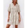 image:imageBTFBM Women Summer Dresses 2026 Striped Mini Dress Half Sleeve Button Down Tiered Flowy Beach Vacation Outfits PocketsBrown