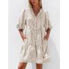 image:imageBTFBM Women Summer Dresses 2026 Striped Mini Dress Half Sleeve Button Down Tiered Flowy Beach Vacation Outfits PocketsBrown