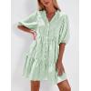 image:imageBTFBM Women Summer Dresses 2026 Striped Mini Dress Half Sleeve Button Down Tiered Flowy Beach Vacation Outfits PocketsGreen