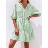 image:imageBTFBM Women Summer Dresses 2026 Striped Mini Dress Half Sleeve Button Down Tiered Flowy Beach Vacation Outfits PocketsGreen