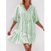 image:imageBTFBM Women Summer Dresses 2026 Striped Mini Dress Half Sleeve Button Down Tiered Flowy Beach Vacation Outfits PocketsGreen
