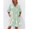 image:imageBTFBM Women Summer Dresses 2026 Striped Mini Dress Half Sleeve Button Down Tiered Flowy Beach Vacation Outfits PocketsGreen