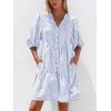 image:imageBTFBM Women Summer Dresses 2026 Striped Mini Dress Half Sleeve Button Down Tiered Flowy Beach Vacation Outfits PocketsLight Blue