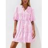 image:imageBTFBM Women Summer Dresses 2026 Striped Mini Dress Half Sleeve Button Down Tiered Flowy Beach Vacation Outfits PocketsPink