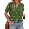 image:imageBTFBM Womens Summer Boho Tops Casual V Neck Short Sleeve Blouses Floral Print Shirt Tie Front Beach Vacation Fashion ClothingFloral Green White