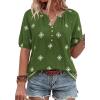 image:imageBTFBM Womens Summer Boho Tops Casual V Neck Short Sleeve Blouses Floral Print Shirt Tie Front Beach Vacation Fashion ClothingFloral Green White