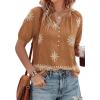image:imageBTFBM Womens Summer Boho Tops Casual V Neck Short Sleeve Blouses Floral Print Shirt Tie Front Beach Vacation Fashion ClothingFloral Khaki Apricot