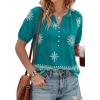 image:imageBTFBM Womens Summer Boho Tops Casual V Neck Short Sleeve Blouses Floral Print Shirt Tie Front Beach Vacation Fashion ClothingFloral Lake Blue White