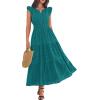 image:imageBTFBM Womens Summer Maxi Dress 2026 Spring Boho Vacation Ruffle Flutter Short Sleeve A Line Tiered Flowy Dresses PocketsMalachite Green
