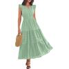 image:imageBTFBM Womens Summer Maxi Dress 2026 Spring Boho Vacation Ruffle Flutter Short Sleeve A Line Tiered Flowy Dresses PocketsSage Green