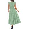 image:imageBTFBM Womens Summer Maxi Dress 2026 Spring Boho Vacation Ruffle Flutter Short Sleeve A Line Tiered Flowy Dresses PocketsSage Green