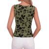 image:imageBTFBM Womens Tank Tops 2026 Summer Floral Mesh Sleeveless Boat Neck Slim Fit Shirts Casual Spring Ruched Going Out TopArmy Green