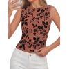 image:imageBTFBM Womens Tank Tops 2026 Summer Floral Mesh Sleeveless Boat Neck Slim Fit Shirts Casual Spring Ruched Going Out TopBrown
