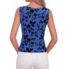 image:imageBTFBM Womens Tank Tops 2026 Summer Floral Mesh Sleeveless Boat Neck Slim Fit Shirts Casual Spring Ruched Going Out TopRoyal Blue