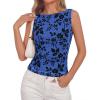 image:imageBTFBM Womens Tank Tops 2026 Summer Floral Mesh Sleeveless Boat Neck Slim Fit Shirts Casual Spring Ruched Going Out TopRoyal Blue