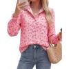 image:imageBTFBM Button Down Shirts for Women Floral Long Sleeve Lightweight Chiffon Blouses Spring Business Casual Work Tops 2026Floral Pink Rose Red