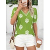 image:imageBTFBM Casual Summer T Shirts Going Out Tops for Women Beach Vacation Clothes Short Sleeve Blouses V Neck Boho TunicsGreen White Flower