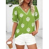 image:imageBTFBM Casual Summer T Shirts Going Out Tops for Women Beach Vacation Clothes Short Sleeve Blouses V Neck Boho TunicsGreen White Flower