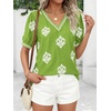 image:imageBTFBM Casual Summer T Shirts Going Out Tops for Women Beach Vacation Clothes Short Sleeve Blouses V Neck Boho TunicsGreen White Flower