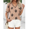 image:imageBTFBM Casual Summer T Shirts Going Out Tops for Women Beach Vacation Clothes Short Sleeve Blouses V Neck Boho TunicsKhaki Black Flower