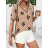image:imageBTFBM Casual Summer T Shirts Going Out Tops for Women Beach Vacation Clothes Short Sleeve Blouses V Neck Boho TunicsKhaki Black Flower