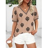 image:imageBTFBM Casual Summer T Shirts Going Out Tops for Women Beach Vacation Clothes Short Sleeve Blouses V Neck Boho TunicsKhaki Black Flower