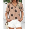 image:imageBTFBM Casual Summer T Shirts Going Out Tops for Women Beach Vacation Clothes Short Sleeve Blouses V Neck Boho TunicsKhaki Black Flower