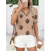 image:imageBTFBM Casual Summer T Shirts Going Out Tops for Women Beach Vacation Clothes Short Sleeve Blouses V Neck Boho TunicsKhaki Black Flower