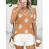 image:imageBTFBM Casual Summer T Shirts Going Out Tops for Women Beach Vacation Clothes Short Sleeve Blouses V Neck Boho TunicsKhaki White Flower