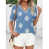 image:imageBTFBM Casual Summer T Shirts Going Out Tops for Women Beach Vacation Clothes Short Sleeve Blouses V Neck Boho TunicsLight Blue Apricot Flower