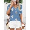 image:imageBTFBM Casual Summer T Shirts Going Out Tops for Women Beach Vacation Clothes Short Sleeve Blouses V Neck Boho TunicsLight Blue Apricot Flower