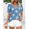 image:imageBTFBM Casual Summer T Shirts Going Out Tops for Women Beach Vacation Clothes Short Sleeve Blouses V Neck Boho TunicsLight Blue Apricot Flower