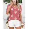 image:imageBTFBM Casual Summer T Shirts Going Out Tops for Women Beach Vacation Clothes Short Sleeve Blouses V Neck Boho TunicsPink Apricot Flower