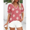 image:imageBTFBM Casual Summer T Shirts Going Out Tops for Women Beach Vacation Clothes Short Sleeve Blouses V Neck Boho TunicsPink Apricot Flower