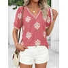 image:imageBTFBM Casual Summer T Shirts Going Out Tops for Women Beach Vacation Clothes Short Sleeve Blouses V Neck Boho TunicsPink Apricot Flower