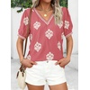 image:imageBTFBM Casual Summer T Shirts Going Out Tops for Women Beach Vacation Clothes Short Sleeve Blouses V Neck Boho TunicsPink Apricot Flower