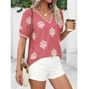 image:imageBTFBM Casual Summer T Shirts Going Out Tops for Women Beach Vacation Clothes Short Sleeve Blouses V Neck Boho TunicsPink Apricot Flower