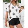 image:imageBTFBM Casual Summer T Shirts Going Out Tops for Women Beach Vacation Clothes Short Sleeve Blouses V Neck Boho TunicsWhite Black Flower