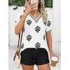 image:imageBTFBM Casual Summer T Shirts Going Out Tops for Women Beach Vacation Clothes Short Sleeve Blouses V Neck Boho TunicsWhite Black Flower