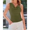 image:imageBTFBM Cowl Neck Tops for Women 2026 Sleeveless Going Out Business Casual Tank Top Spring Summer Outfits Fashion ClothingArmy Green