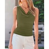 image:imageBTFBM Cowl Neck Tops for Women 2026 Sleeveless Going Out Business Casual Tank Top Spring Summer Outfits Fashion ClothingArmy Green