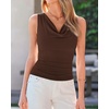 image:imageBTFBM Cowl Neck Tops for Women 2026 Sleeveless Going Out Business Casual Tank Top Spring Summer Outfits Fashion ClothingBrown