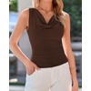 image:imageBTFBM Cowl Neck Tops for Women 2026 Sleeveless Going Out Business Casual Tank Top Spring Summer Outfits Fashion ClothingBrown