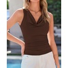 image:imageBTFBM Cowl Neck Tops for Women 2026 Sleeveless Going Out Business Casual Tank Top Spring Summer Outfits Fashion ClothingBrown