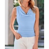 image:imageBTFBM Cowl Neck Tops for Women 2026 Sleeveless Going Out Business Casual Tank Top Spring Summer Outfits Fashion ClothingLight Blue