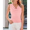 image:imageBTFBM Cowl Neck Tops for Women 2026 Sleeveless Going Out Business Casual Tank Top Spring Summer Outfits Fashion ClothingPink