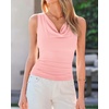 image:imageBTFBM Cowl Neck Tops for Women 2026 Sleeveless Going Out Business Casual Tank Top Spring Summer Outfits Fashion ClothingPink