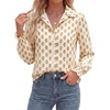 image:imageBTFBM Long Sleeve Blouses for Women Floral V Neck Button Down Shirts Smocked Cuffs Business Casual Summer Outfits 2026Floral Apricot Yellow